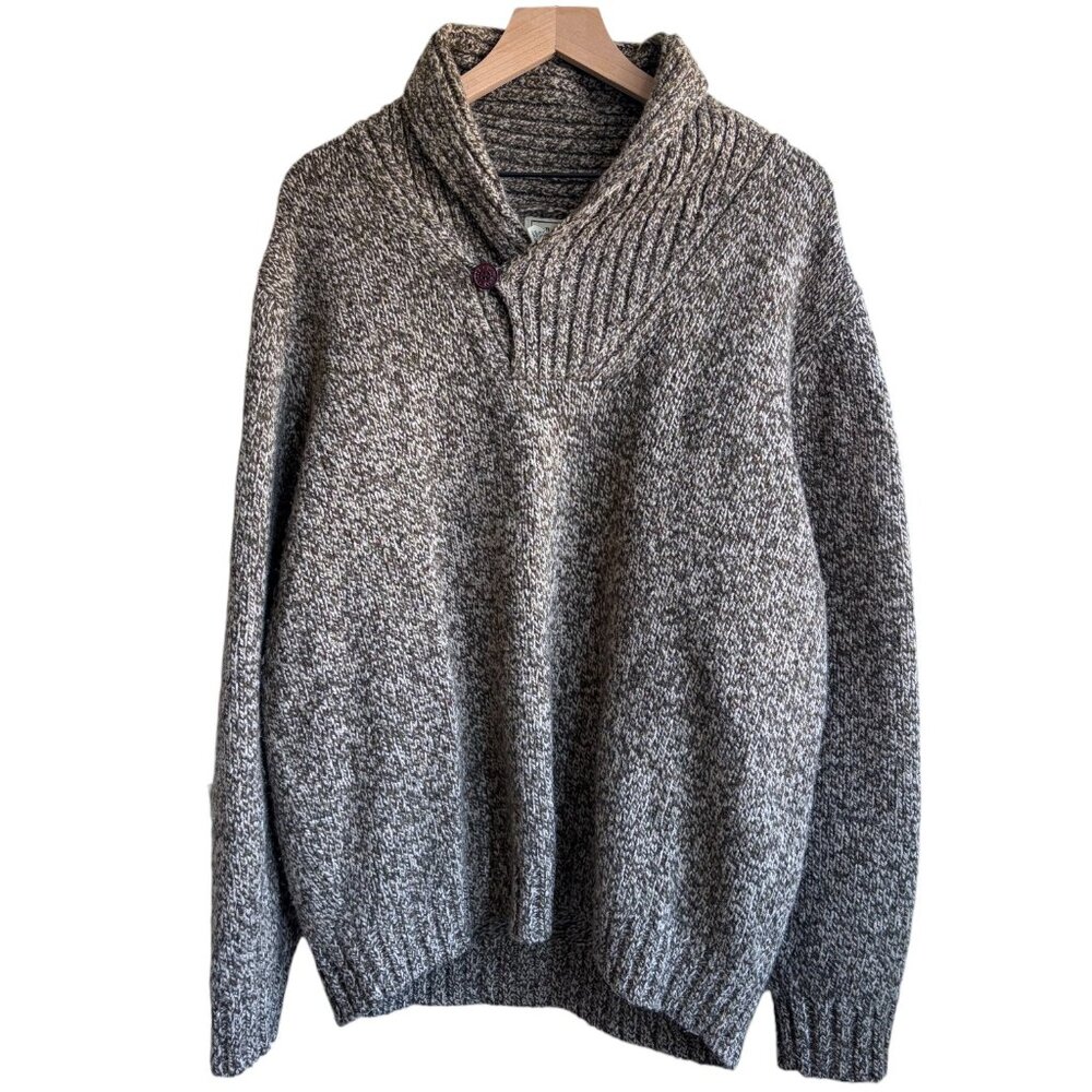 LL Bean Vintage Lambswool Chunky Slouch Neck Rustic Cabin Jumper Sweater L